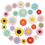 28Pcs 28 Styles Sunflower Daisy
 Silicone Beads, DIY Nursing Necklaces and Bracelets Making, Chewing Pendants For Teethers, Mixed Color, 19.5~39x7.5~10mm, Hole: 2~2.2mm, 1pc/style(SIL-CA0003-13)