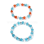 2Pcs 2 Color Glass Beaded Stretch Bracelets Sets, Stackable Bracelets, Deep Sky Blue, Inner Diameter: 2-3/8 inch(61mm), 1Pc/color(BJEW-JB10027-01)