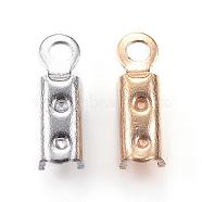 304 Stainless Steel Folding Crimp Ends, Fold Over Crimp Cord Ends, Mixed Color, 10x3x3mm, Hole: 1.6mm(STAS-P107-06)