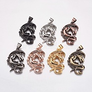 304 Stainless Steel Pendants, Dragon, Mixed Color, 49x33x5mm, Hole: 7x9mm(STAS-K171-26)