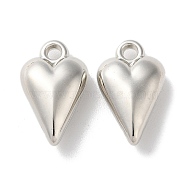 CCB Plastic Pendants, Heart Charms, Platinum, 19x11.5x6.5mm, Hole: 2mm(CCB-C001-04P)