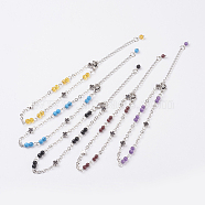 Natural Gemstone Anklets, with Brass Findings and 316 Surgical Stainless Steel Chains, 8-5/8 inch(220mm)(AJEW-AN00224)