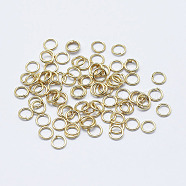 Electroplated Stainless Steel Open Jump Ring, Long-Lasting Plated, Ring, Nickel Free, Real 18K Gold Plated, 26 Gauge, 3x0.4mm, Inner Diameter: 2.2mm, about 5300pcs/bag(STAS-G152-02G-3x0.4)