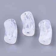 Acrylic Beads, Imitation Gemstone, Curved, Column, Clear & White, 31x14mm, Hole: 2.5mm, about 101pcs/500g(OACR-T006-143)