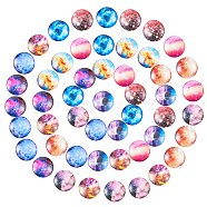 Starry Sky Pattern Printed Glass Cabochons, Half Round/Dome, Mixed Color, 25x6~6.5mm, 50pcs/set(GGLA-SC0001-02)