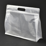 Transparent Plastic Zip Lock Bag, Plastic Stand up Pouch, Resealable Bags, with Handle, Clear, 23x30x0.08cm(X-OPP-L003-01D)