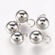 202 Stainless Steel Sphere Charms, Round Ball, Stainless Steel Color, 10x6mm, Hole: 3mm(STAS-P148-06P)