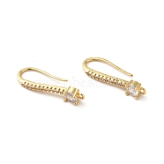 Brass Micro Pave Clear Cubic Zirconia Earring Hooks, Ear Wire, with Loops, Real 18K Gold Plated, 23.8x8.5x4mm, Hole: 1mm, 19 Gauge, Pin: 0.9mm(ZIRC-Q201-07G)