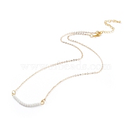 Pendant Necklaces, with Faceted Rondelle Glass Beads, Real 18K Gold Plated Brass Cable Chains and Lobster Claw Clasps, White, 17.32 inch(44cm)(NJEW-JN02602-02)