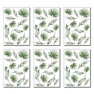 PVC Wall Stickers, Rectangle, for Home Living Room Bedroom Decoration, Leaf Pattern, 290x195mm, 6pcs/set(DIY-WH0228-218C)