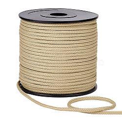 50M Nylon Braided Cords, Round, Pale Goldenrod, 3mm, about 54.68 Yards(50m)/Roll(NWIR-WH0017-006)