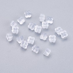 Silicone Ear Nuts, Earring Backs, Clear, 5x5x3.5mm, Hole: 0.6mm, about 500pcs/bag(X-KY-P012-01)