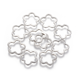 201 Stainless Steel Linking Rings, Flower, Stainless Steel Color, 14.5mm, Hole: 0.5mm(STAS-L233-009P)