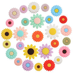 28Pcs 28 Styles Sunflower Daisy
 Silicone Beads, DIY Nursing Necklaces and Bracelets Making, Chewing Pendants For Teethers, Mixed Color, 19.5~39x7.5~10mm, Hole: 2~2.2mm, 1pc/style(SIL-CA0003-13)