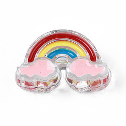 Transparent Acrylic Enamel Beads, Rainbow, Pink, 16x26x9mm, Hole: 3.5mm(OACR-N130-026-03)