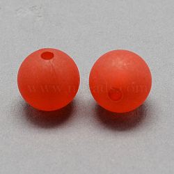 Transparent Acrylic Ball Beads, Frosted Style, Round, Red, 6mm, Hole: 1mm, about 4200pcs/500g(FACR-R021-6mm-04)