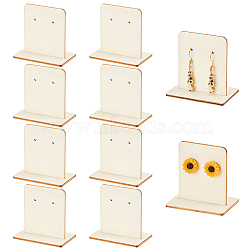 Wooden Single Pair Earring Display Card Holder,  Tabletop Jewelry Display Stand for Dangle Earring Showing, Rectangle, Lemon Chiffon, Finish Product: 5.95x3.95x5.95cm(EDIS-WH0021-35)