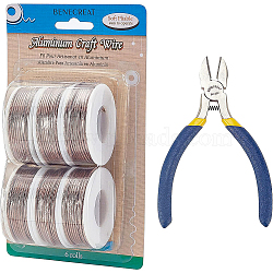 BENECREAT Round Aluminum Wire, with Iron Side Cutting Pliers, Coconut Brown, 15 Gauge, 1.5mm, 10m/roll, 6 rolls(AW-BC0003-31E-1.5mm)