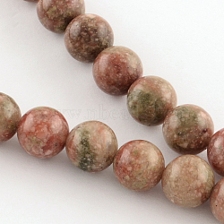 Natural Unakite Gemstone Round Bead Strands, 10mm, Hole: 1mm, about 39pcs/strand, 15.7 inch(G-R289-10mm)