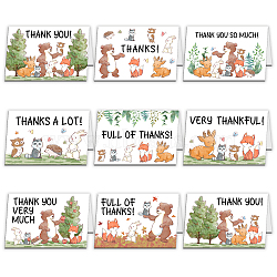 SUPERDANT Rectangle with Mixed Animal Pattern Cards, with Rectangle Paper Envelopes, for Birthday Thanksgiving Day, Colorful, 10x15cm, 9pcs/set, 1set(DIY-SD0001-02)