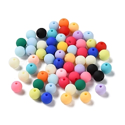 Rubberized Style Imitated Silicone Acrylic Beads, Round, Mixed Color, 8x7.5mm, Hole: 1.6mm, about 1923pcs/500g(MACR-D029-01D)