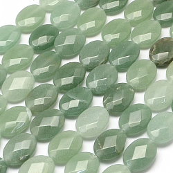 Faceted Oval Natural Green Aventurine Beads Strands, 17x13x6mm, Hole: 1mm, about 13pcs/strand, 8.26 inch(X-G-R303-09)