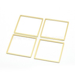 Brass Linking Rings, Lead Free & Cadmium Free & Nickel Free, Square, Real 18K Gold Plated, 35x35x1mm(KK-P155-61G-NR)