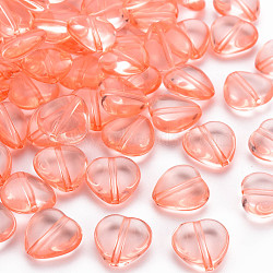 Transparent Acrylic Beads, Heart, Salmon, 13.5x13.5x5.5mm, Hole: 1.5mm, about 775pcs/500g(TACR-S154-54B-52)