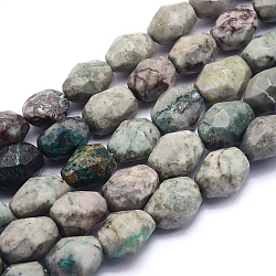 Natural Chrysocolla Beads Strands, Oval, Faceted, 12~15x11~12x7~9mm, Hole: 1mm, about 32pcs/strand, 14.9 inch(38cm)(G-O170-28)