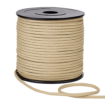 50M Nylon Braided Cords, Round, Pale Goldenrod, 3mm, about 54.68 Yards(50m)/Roll