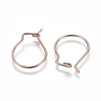 304 Stainless Steel Earring Findings, Kidney Ear Wire, Rose Gold, 21 Gauge, 19x13x0.7mm, Pin: 0.7mm