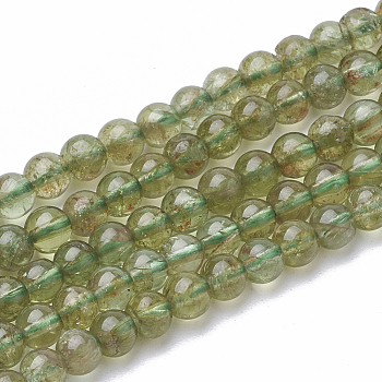 Natural Green Apatite Beads Strands, Round, 5x4.5mm, Hole: 1mm, about 83pcs/strand, 15.5 inch