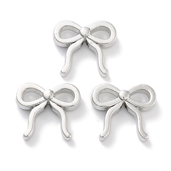 Rack Plating Alloy Pendants, Lead Free & Cadmium Free & Nickel Free, Bowknot Charms, Platinum, 13.5x15.5x4.5mm, Hole: 1.8mm