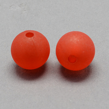 Transparent Acrylic Ball Beads, Frosted Style, Round, Red, 6mm, Hole: 1mm, about 4200pcs/500g