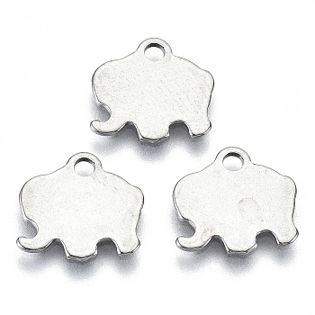 201 Stainless Steel Charms, Laser Cut, Stamping Blank Tag, Elephant, Stainless Steel Color, 10.5x11.5x0.7mm, Hole: 1.6mm