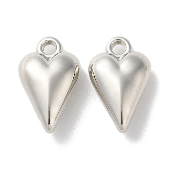 CCB Plastic Pendants, Heart Charms, Platinum, 19x11.5x6.5mm, Hole: 2mm