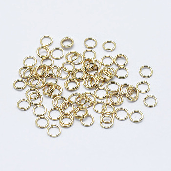 Electroplated Stainless Steel Open Jump Ring, Long-Lasting Plated, Ring, Nickel Free, Real 18K Gold Plated, 26 Gauge, 3x0.4mm, Inner Diameter: 2.2mm, about 5300pcs/bag