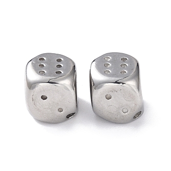 Ion Plating(IP) 304 Stainless Steel Beads, Dice, Stainless Steel Color, 10x10x10mm, Hole: 2mm