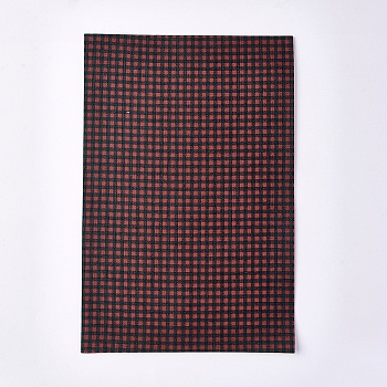 PU Leather Self-adhesive Fabric Sheet, Rectangle, Tartan Pattern, for Making Hair Bows and Earrings, Dark Red, 30x20x0.1cm
