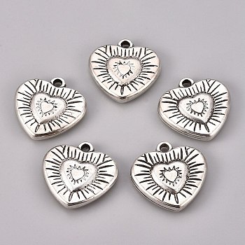 CCB Plastic Pendants, Heart, Antique Silver, 29.7x30x5.6mm, Hole: 2.5mm