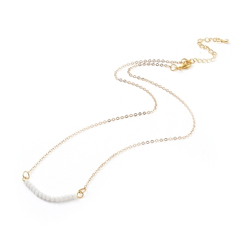 Pendant Necklaces, with Faceted Rondelle Glass Beads, Real 18K Gold Plated Brass Cable Chains and Lobster Claw Clasps, White, 17.32 inch(44cm)