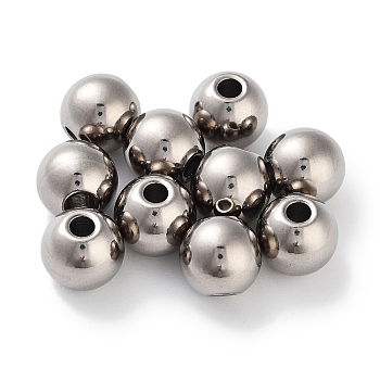 Titanium Steel Beads, Round, Stainless Steel Color, 6x5mm, Hole: 2mm