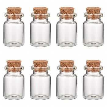 Glass Wishing Bottle Bead Containers, Corked Bottles, Clear, 22x33mm, Bottleneck: 15.5mm in diameter, Capacity: 7ml(0.23 fl. oz)