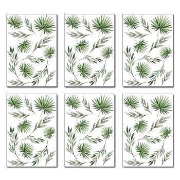 PVC Wall Stickers, Rectangle, for Home Living Room Bedroom Decoration, Leaf Pattern, 290x195mm, 6pcs/set