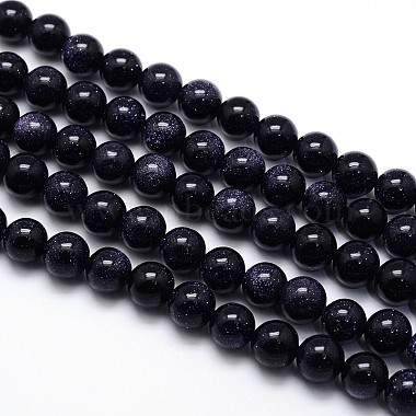 Synthetic Blue Goldstone Round Beads Strands(G-O047-11-4mm)-2