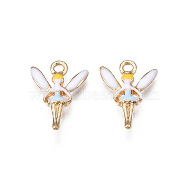 Light Gold Light Sky Blue Angel & Fairy Alloy+Enamel Pendants