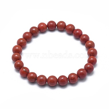 Natural Red Jasper Bead Stretch Bracelets(BJEW-K212-B-012)-2