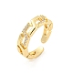 Chain Brass Micro Pave Clear Cubic Zirconia Open Cuff Rings(RJEW-G309-15G)-1
