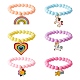 Candy Color Acrylic Round Beads Stretch Bracelets Set with Rainbow Color Enamel Charms for Kids(BJEW-PH01488)-1
