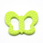 Food Grade Eco-Friendly Silicone Big Pendants, Butterfly, Yellow Green, 80x64x9mm, Hole: 14x39mm(SIL-T012-E)